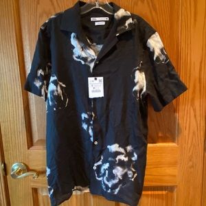 Zara Men’s Black Linen Shirt Sz S